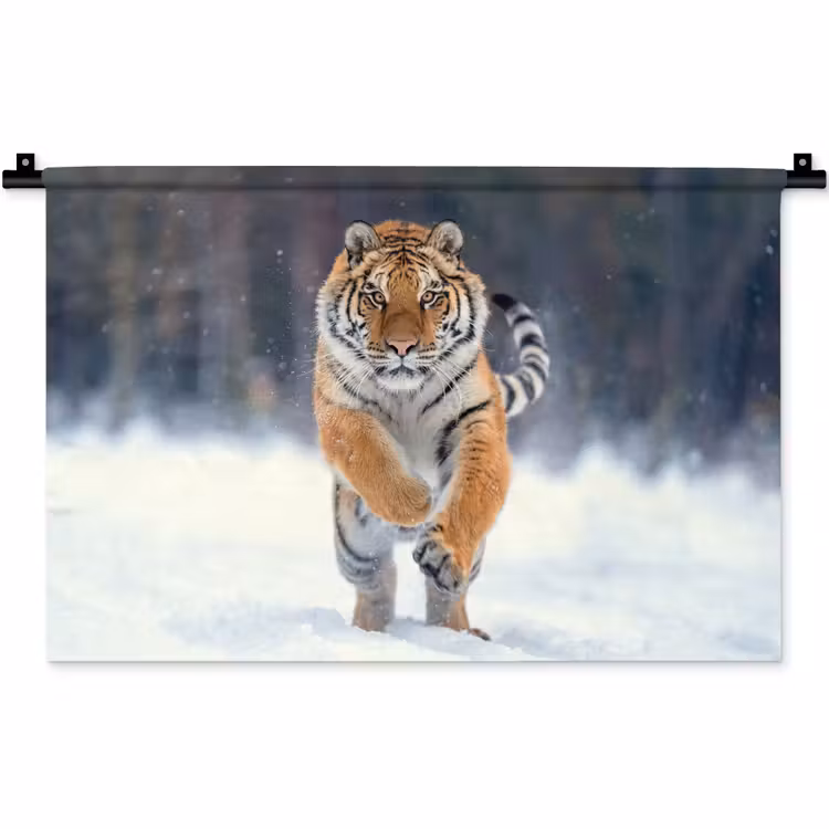 Wandkleed - Tijger - Landschap - Sneeuw - Winter - Dieren — 1