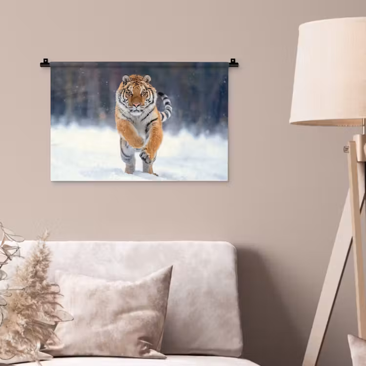 Wandkleed - Tijger - Landschap - Sneeuw - Winter - Dieren — 2