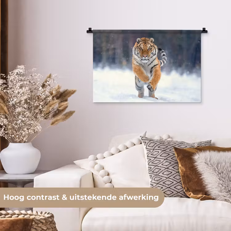Wandkleed - Tijger - Landschap - Sneeuw - Winter - Dieren — 4