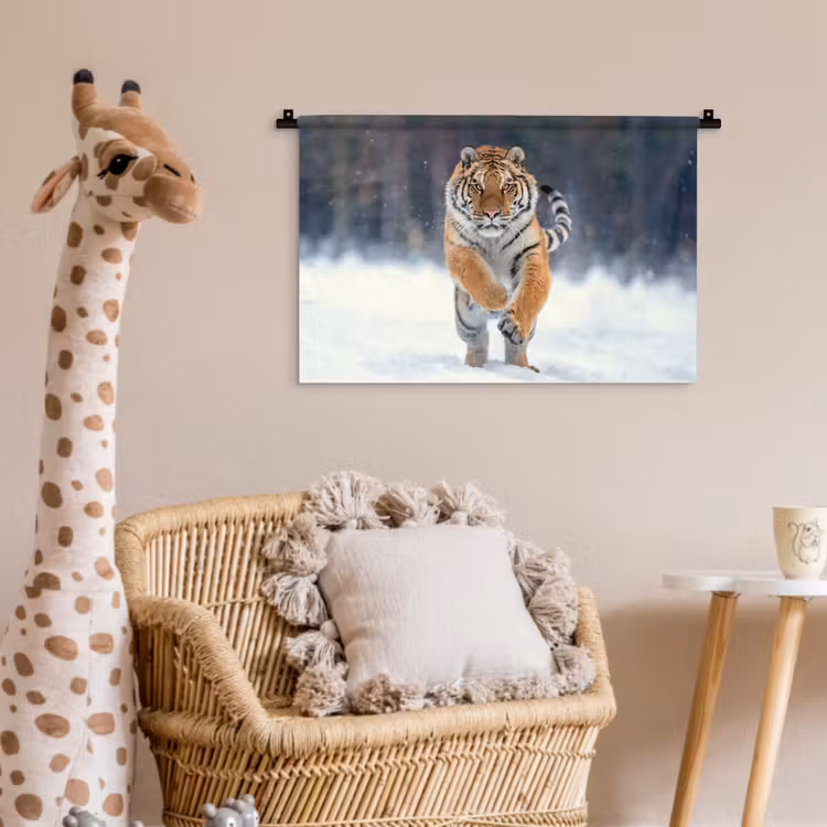 Wandkleed - Tijger - Landschap - Sneeuw - Winter - Dieren — 5