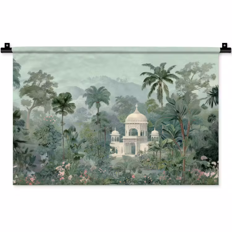 Wandkleed - Tropische tuin - Koepelgebouw - Bloemen — 1