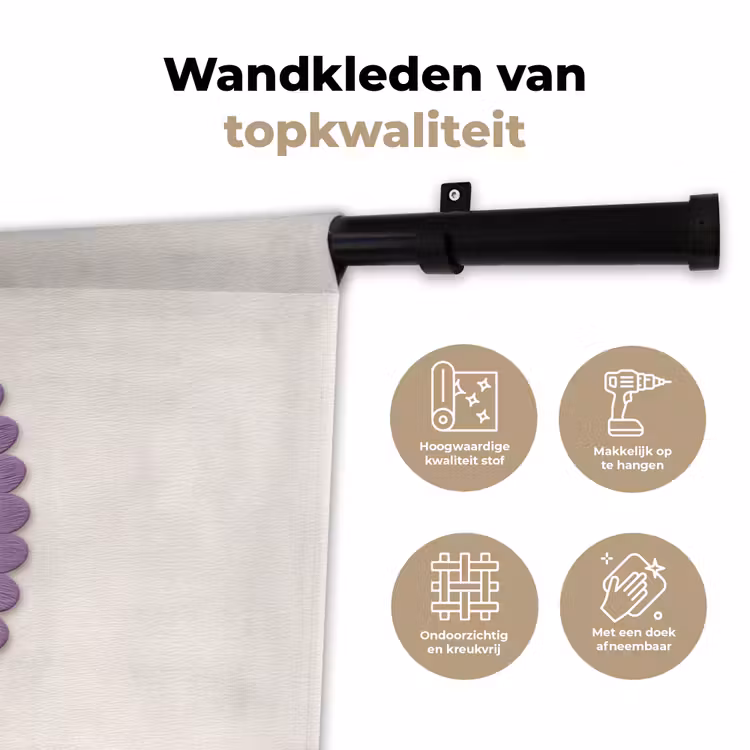 Wandkleed - Tulpen - Paars - Lijst - Bladeren — 3