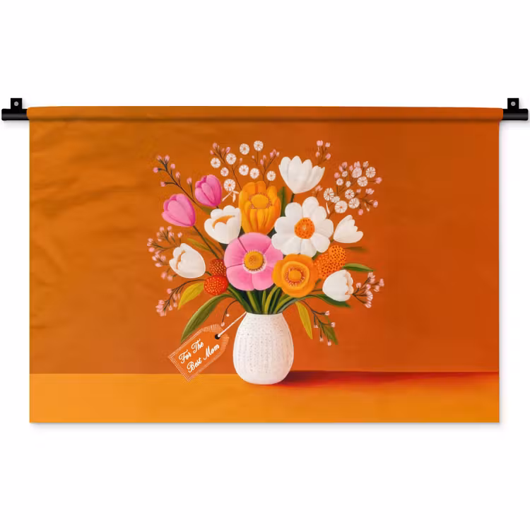 Wandkleed - Vaas - Bloemen - Oranje — 1