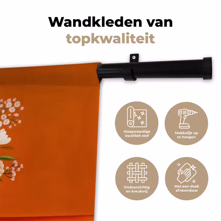 Wandkleed - Vaas - Bloemen - Oranje — 3