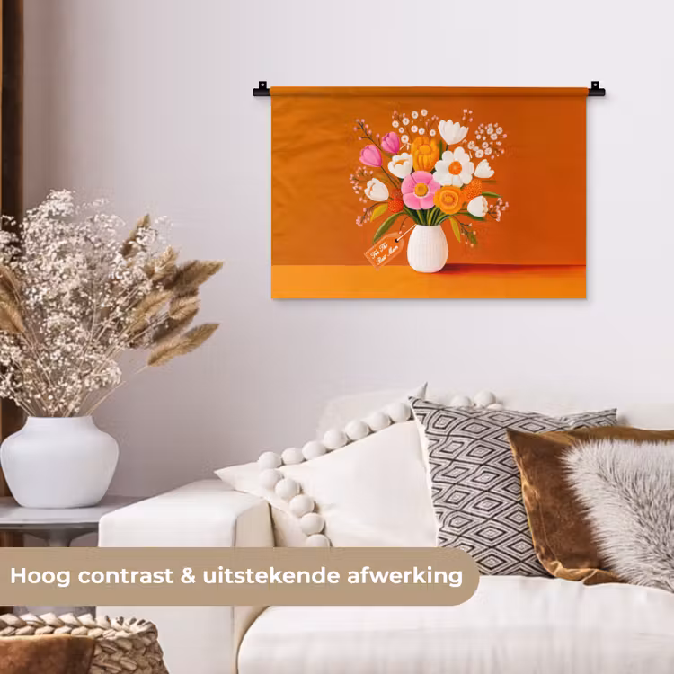 Wandkleed - Vaas - Bloemen - Oranje — 4