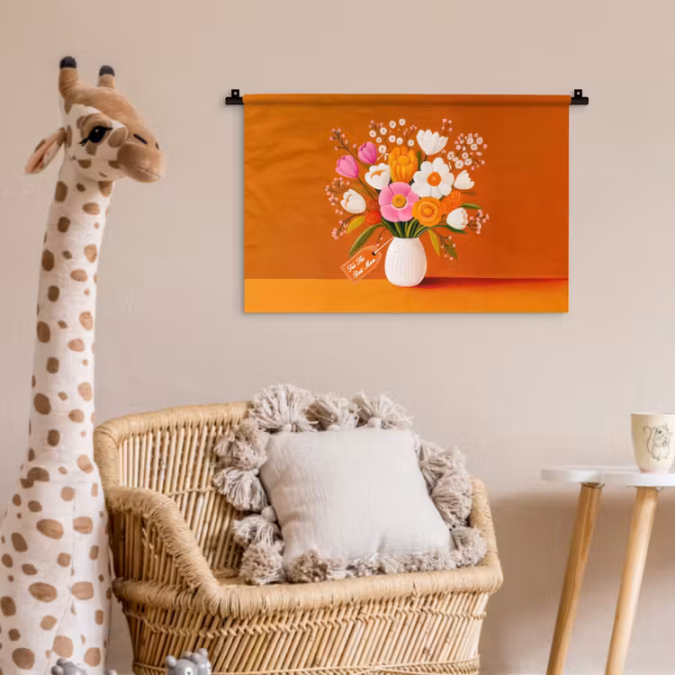 Wandkleed - Vaas - Bloemen - Oranje — 5