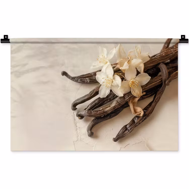 Wandkleed - Vanille - Bloemen - Beige — 1
