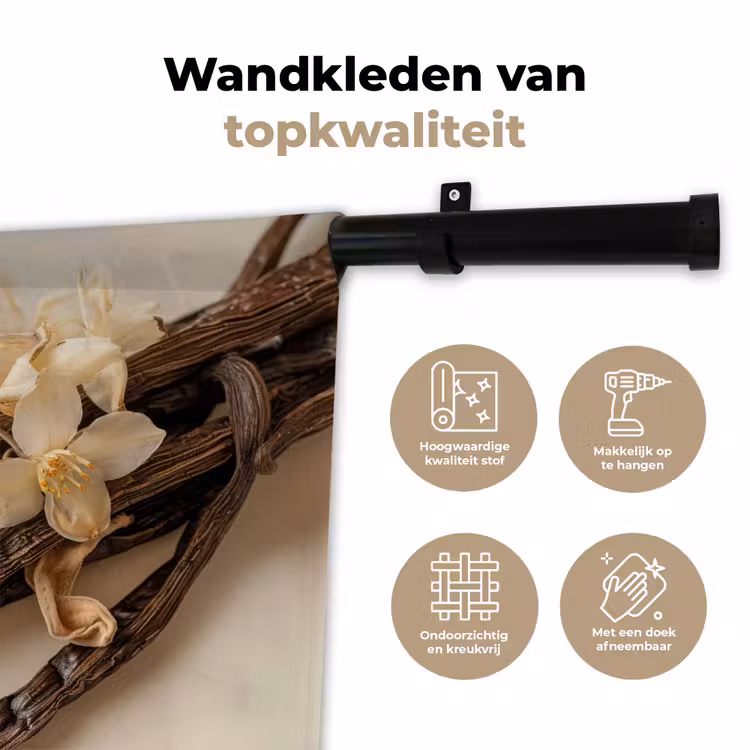 Wandkleed - Vanille - Bloemen - Beige — 3