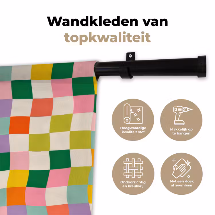 Wandkleed - Vierkanten - Kleurrijk - Golvend — 3
