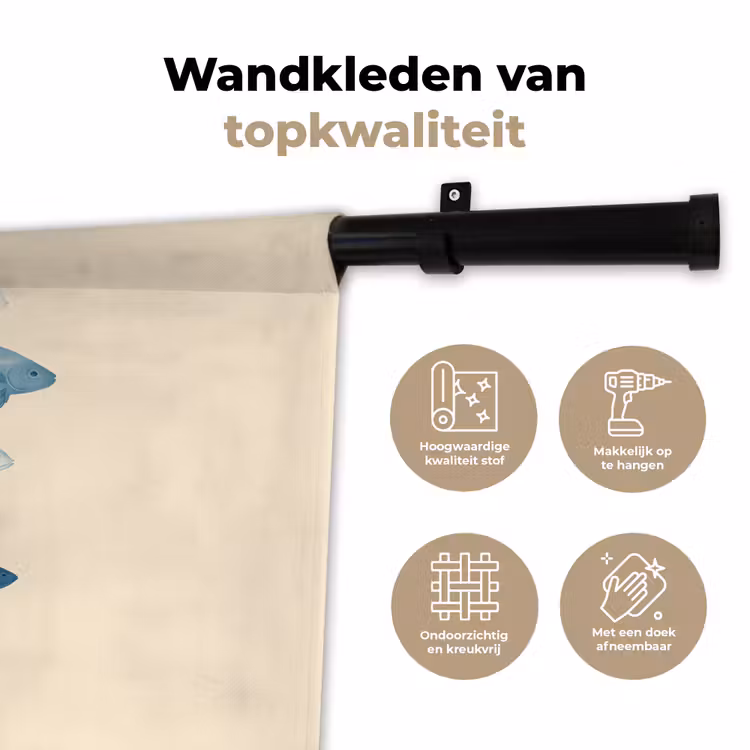 Wandkleed - Vissen - Minimalistisch - Blauw — 3