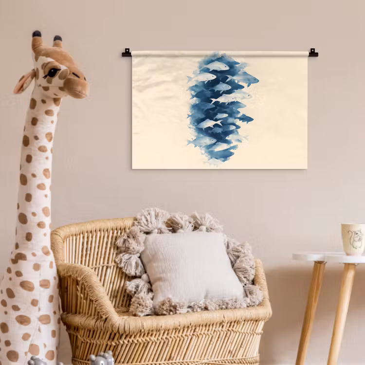 Wandkleed - Vissen - Minimalistisch - Blauw — 5