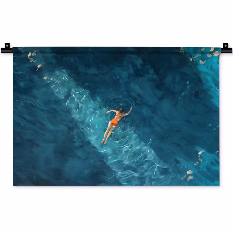 Wandkleed - Vrouw - Water - Bikini - Oranje — 1