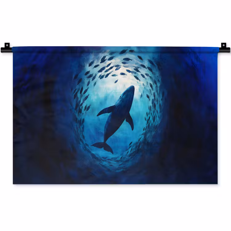 Wandkleed - Walvis - Vissen - Donkerblauw — 1