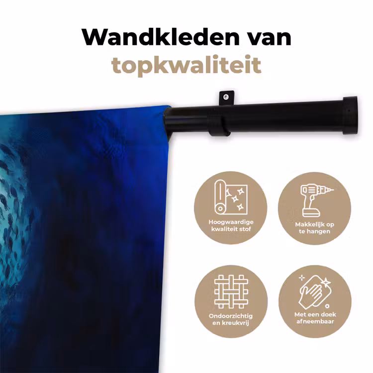 Wandkleed - Walvis - Vissen - Donkerblauw — 3