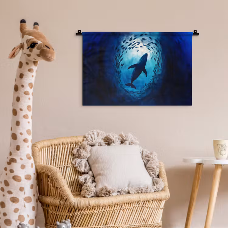 Wandkleed - Walvis - Vissen - Donkerblauw — 5