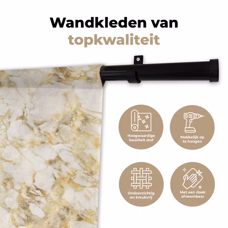 Wandkleed - Warm - Gouden - Marmer - Patroon — 3