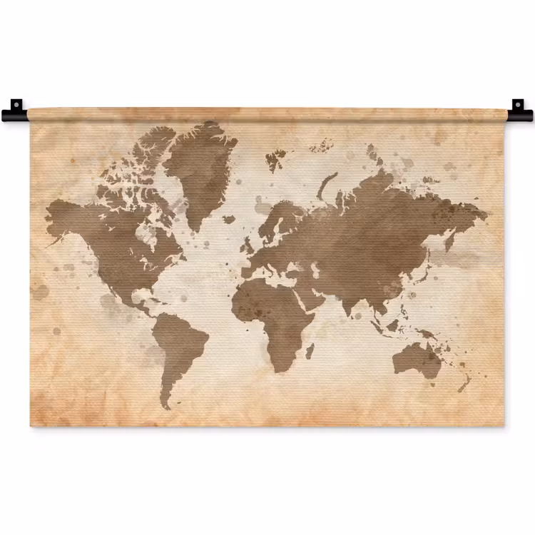 Wandkleed - Wereldkaart - Beige - Bruin — 1