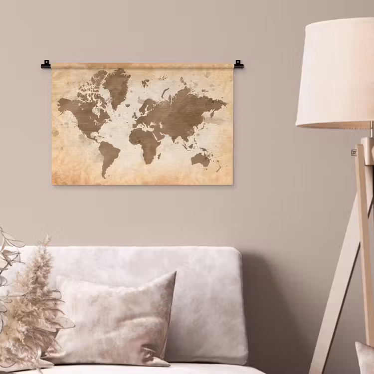 Wandkleed - Wereldkaart - Beige - Bruin — 2
