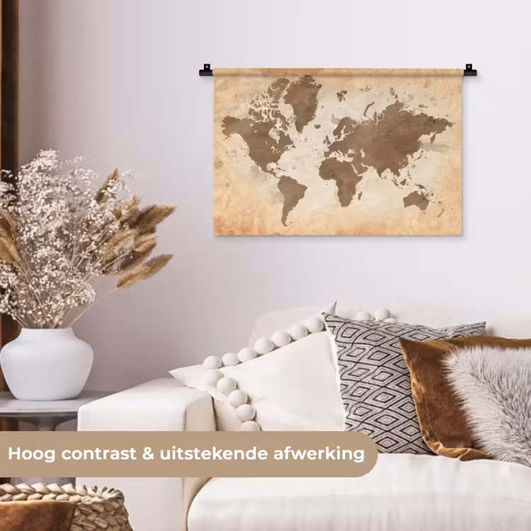 Wandkleed - Wereldkaart - Beige - Bruin — 4