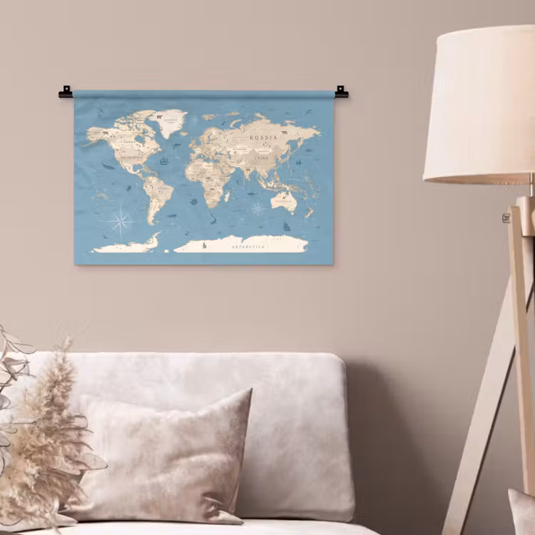 Wandkleed - Wereldkaart - Oceaan - Realistisch - Blauw — 2