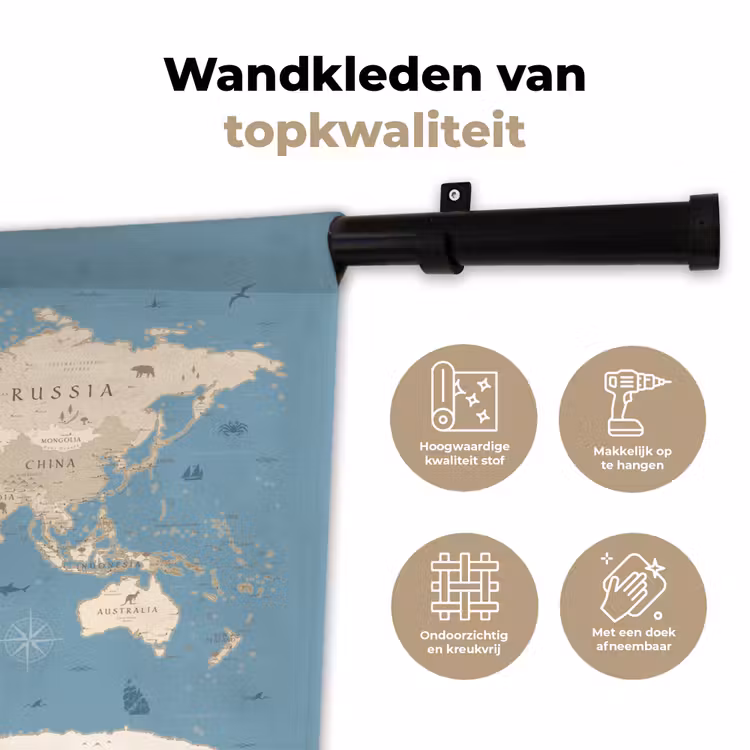 Wandkleed - Wereldkaart - Oceaan - Realistisch - Blauw — 3