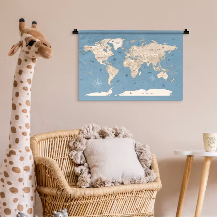 Wandkleed - Wereldkaart - Oceaan - Realistisch - Blauw — 5