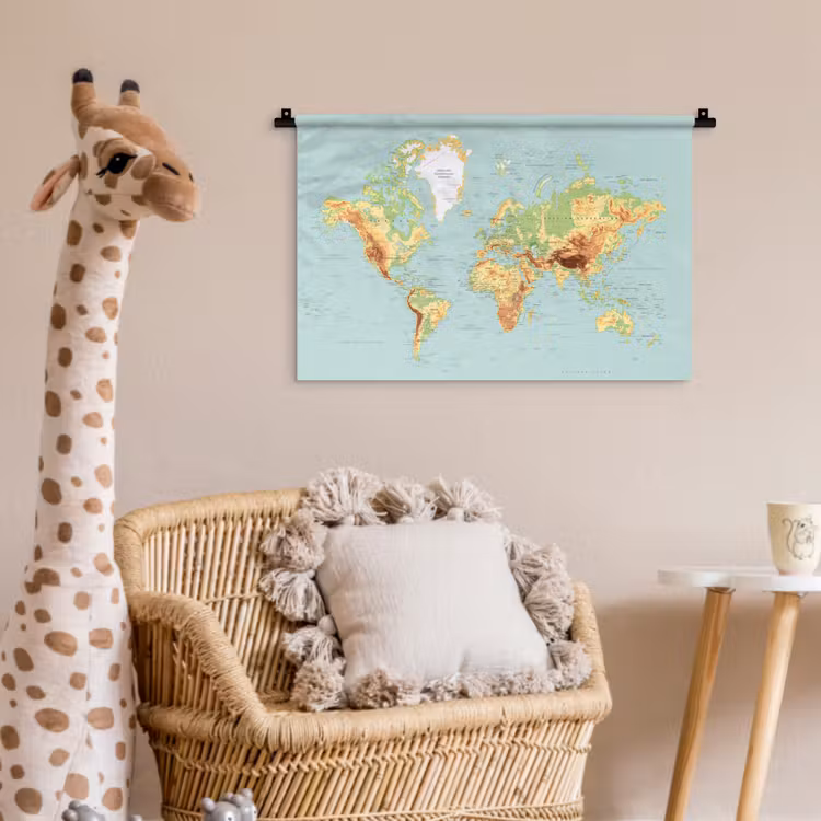 Wandkleed - Wereldkaart - Realistisch - Blauw — 5