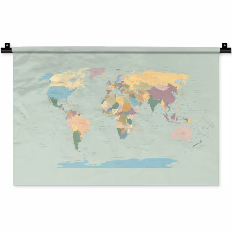 Wandkleed - Wereldkaart - Realistisch - Kaart — 1