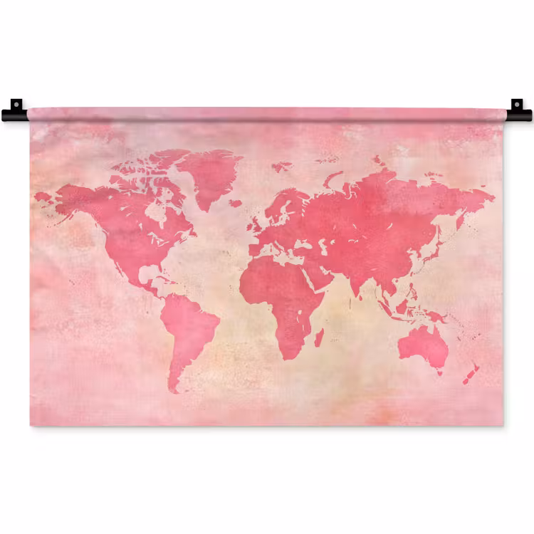 Wandkleed - Wereldkaart - Roze - Vaag — 1