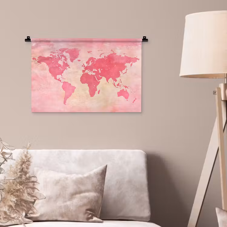 Wandkleed - Wereldkaart - Roze - Vaag — 2