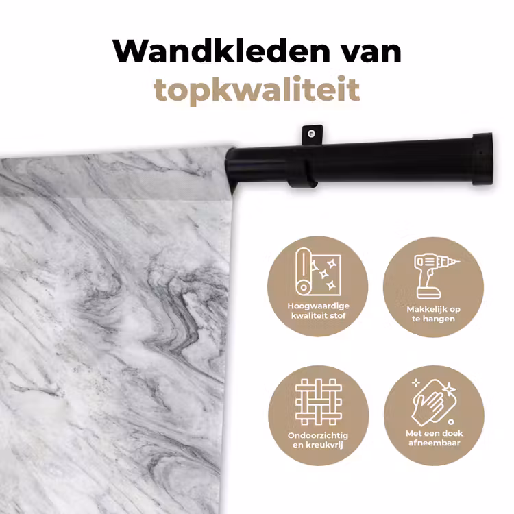 Wandkleed - Wervelende - Grijsstructuur - Marmer - Wit — 3