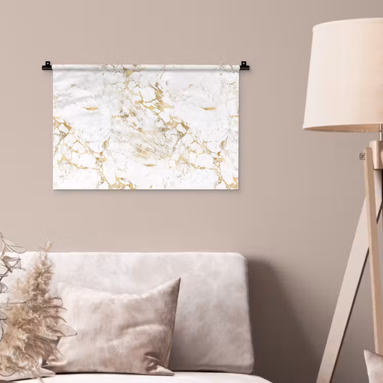 Wandkleed - Wit - Marmer - Luxe - Goud — 2