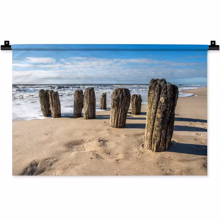 Wandkleed - Zand - Strand - Paal - Water - Zomer — 1