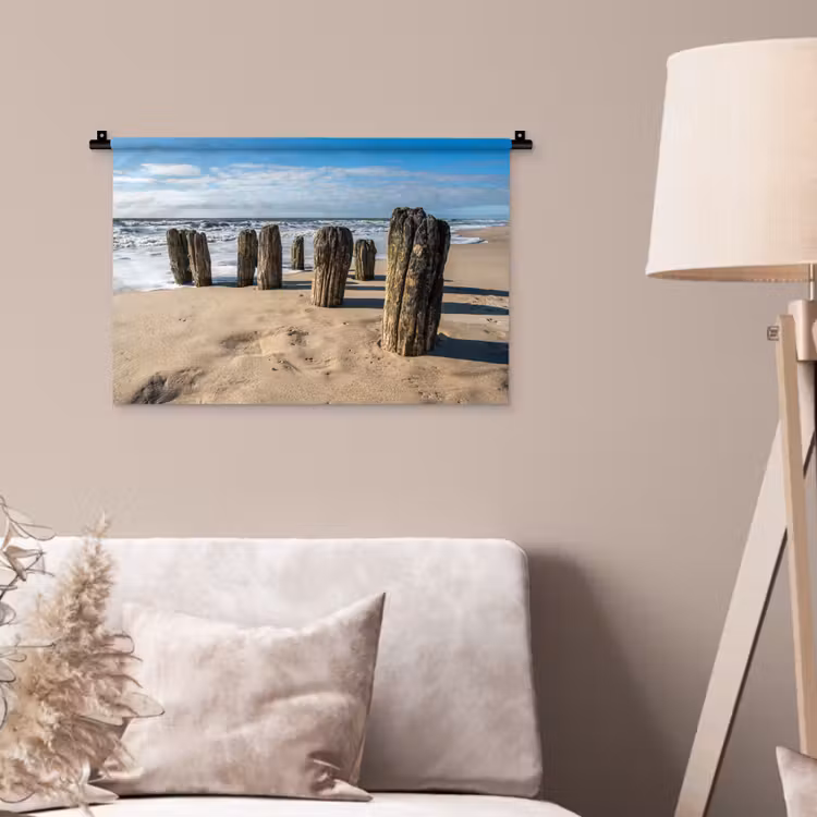 Wandkleed - Zand - Strand - Paal - Water - Zomer — 2