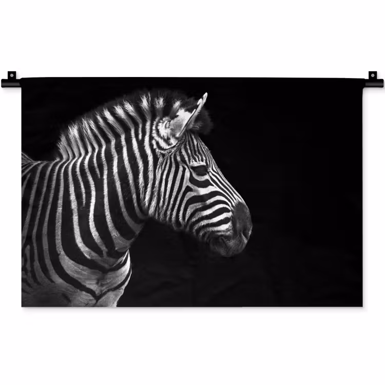 Wandkleed - Zebra - Zwart - Wit - Portret - Dieren — 1