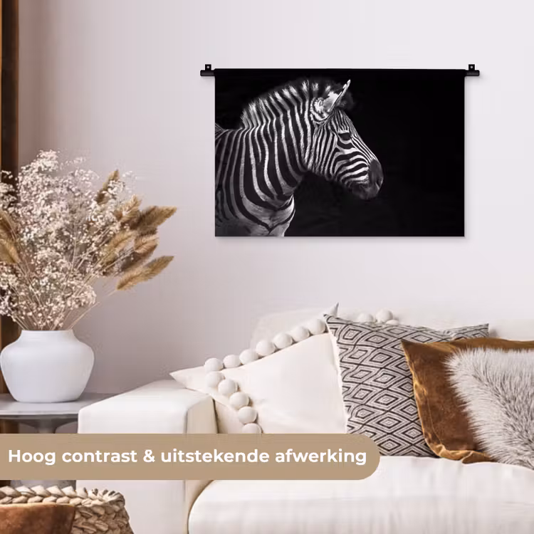 Wandkleed - Zebra - Zwart - Wit - Portret - Dieren — 4