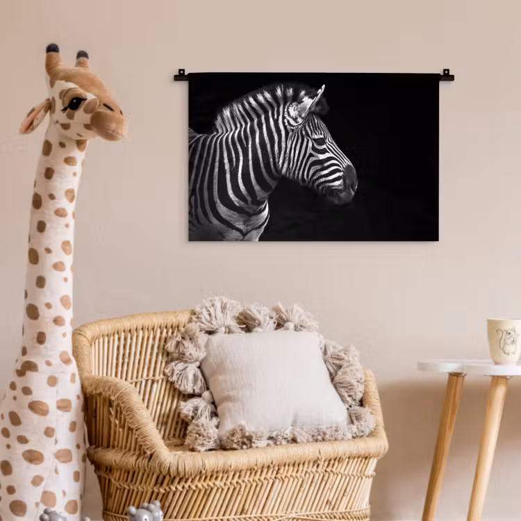 Wandkleed - Zebra - Zwart - Wit - Portret - Dieren — 5