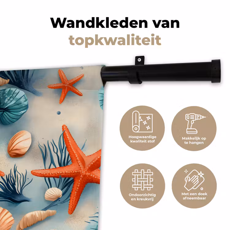 Wandkleed - Zeesterren - Schelpen - Illustratie - Zand — 3