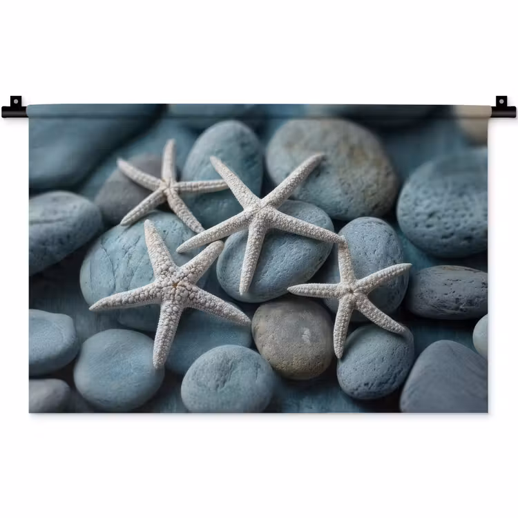 Wandkleed - Zeesterren - Stenen - Wit — 1