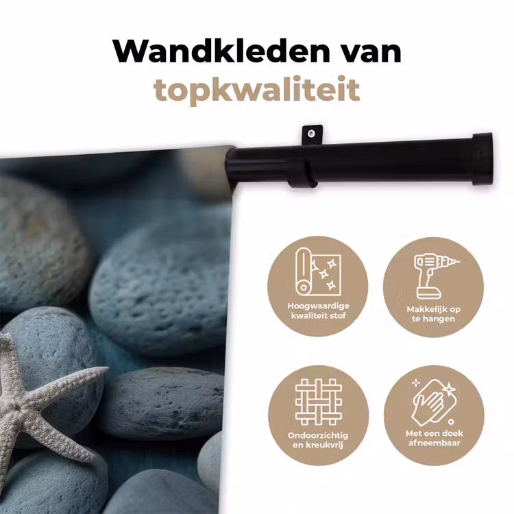Wandkleed - Zeesterren - Stenen - Wit — 3