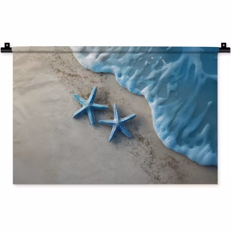 Wandkleed - Zeesterren - Zand - Zee - Blauw — 1