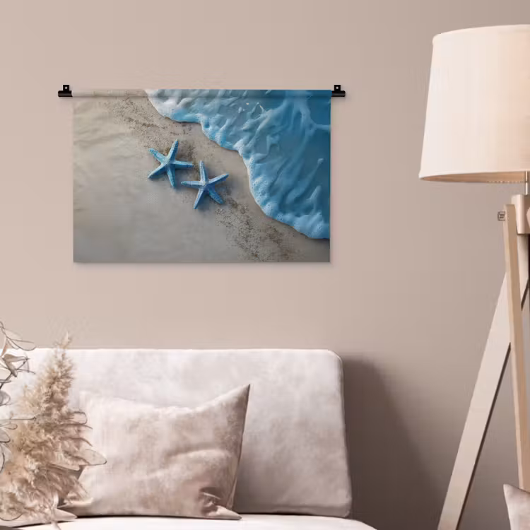 Wandkleed - Zeesterren - Zand - Zee - Blauw — 2