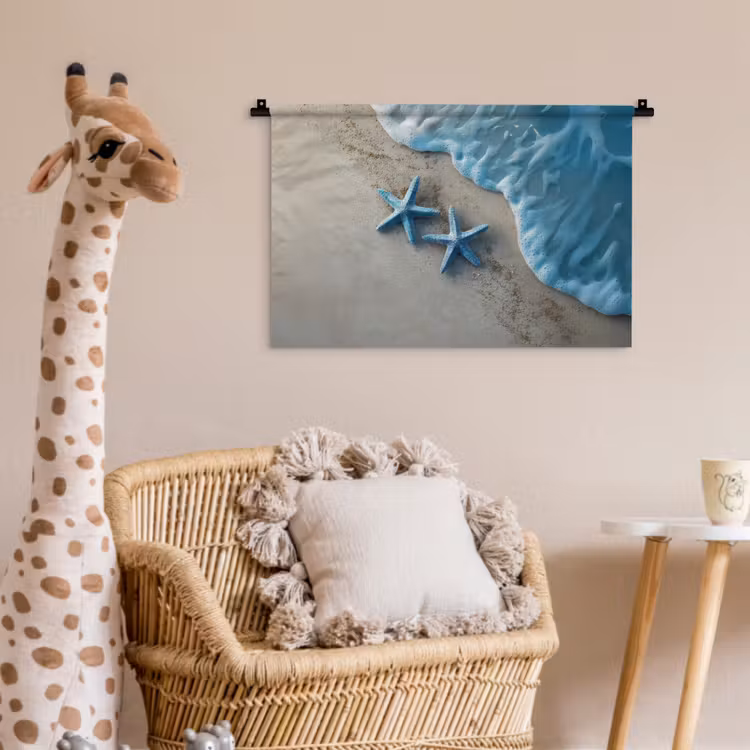 Wandkleed - Zeesterren - Zand - Zee - Blauw — 5