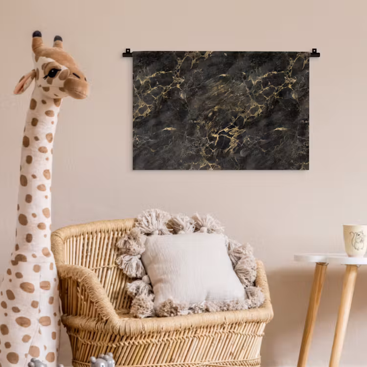 Wandkleed - Zwart - Marmer - Goud - Nerf — 5