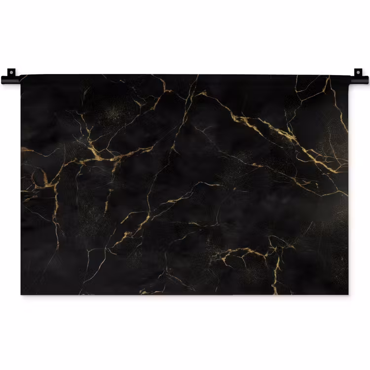 Wandkleed - Zwart marmer - Gouden aders - Klassiek — 1