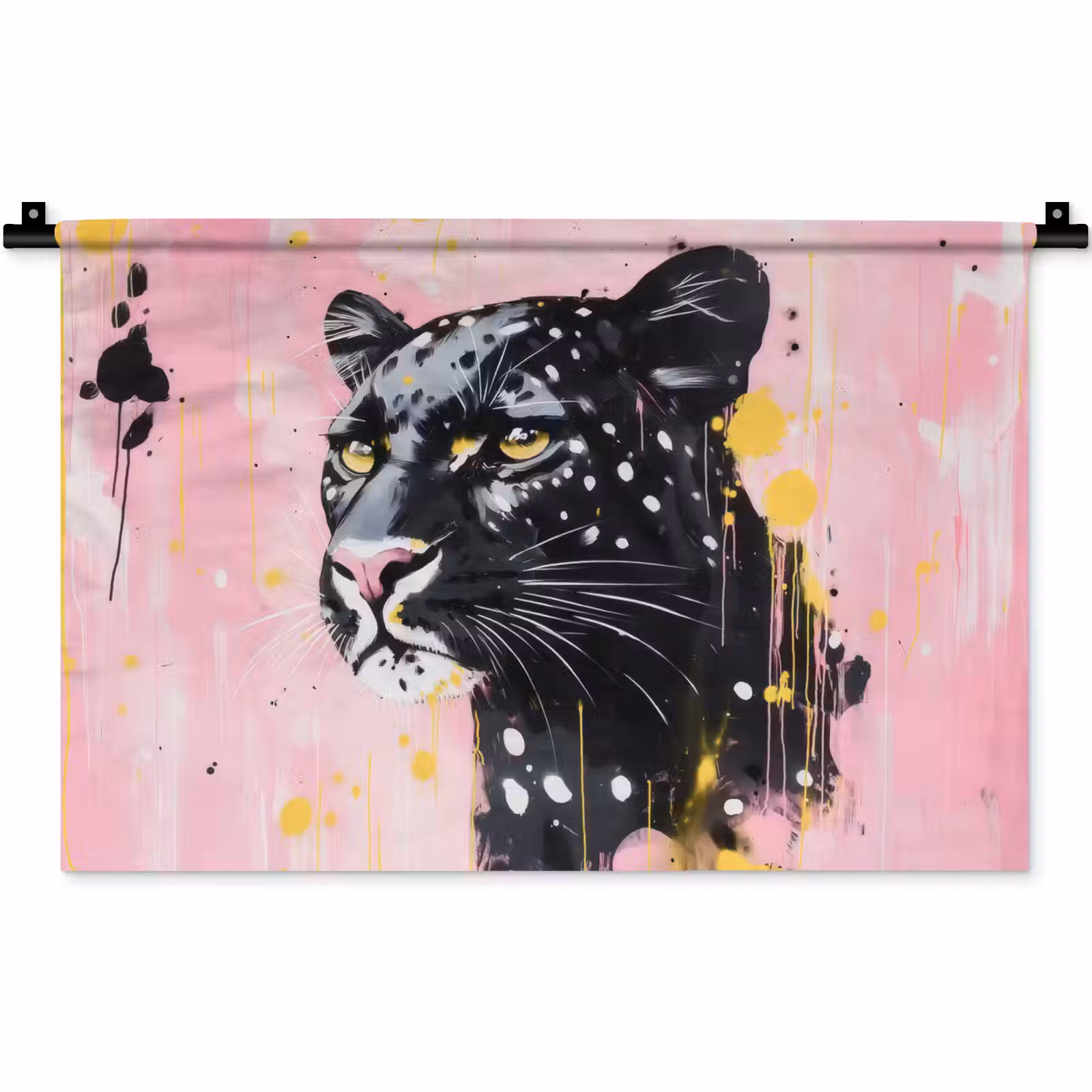 Wandkleed - Zwart - Panter - Roze - Abstract — 1