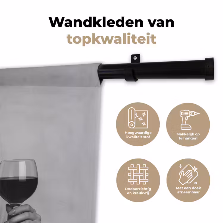 Wandkleed - Vrouw - Masker - Wijn - Sigaret — 3