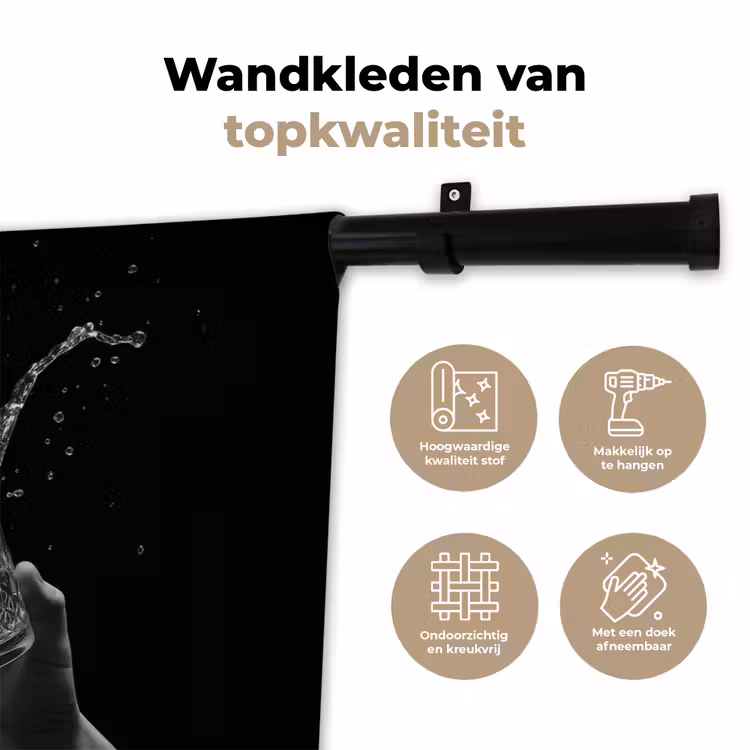 Wandkleed - Whiskyglazen - Ijs - Spetters - Zwart — 3