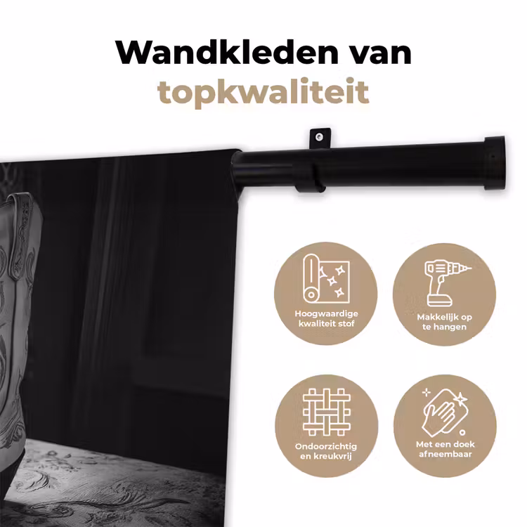 Wandkleed - Wijn - Cowboylaarzen - Raamlicht - Wit — 3