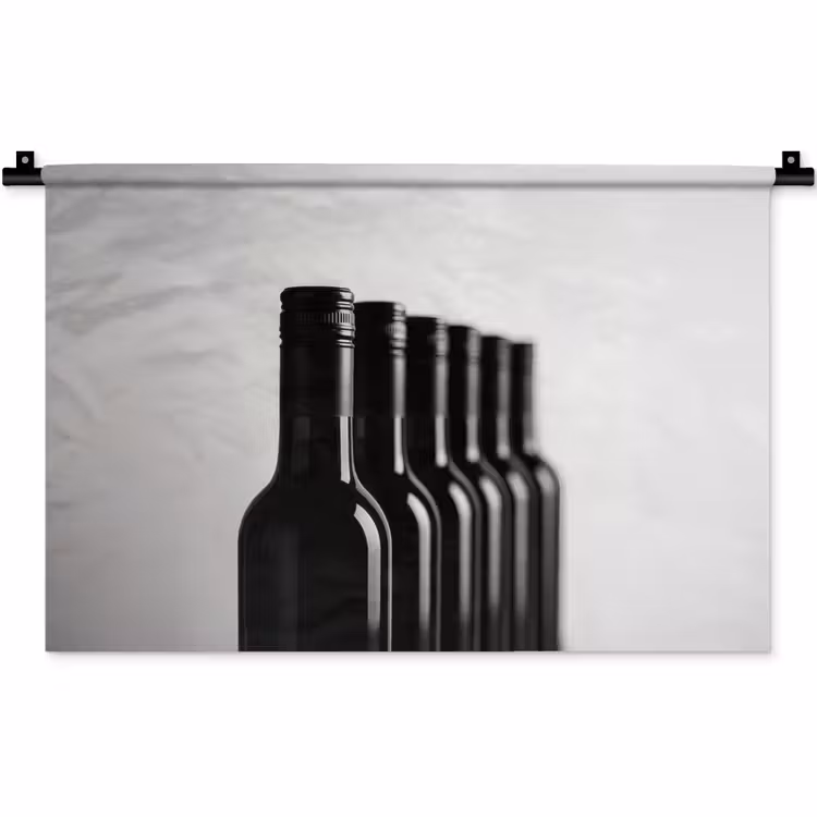Wandkleed - Wijnflessen - Zwart - Minimalistisch — 1